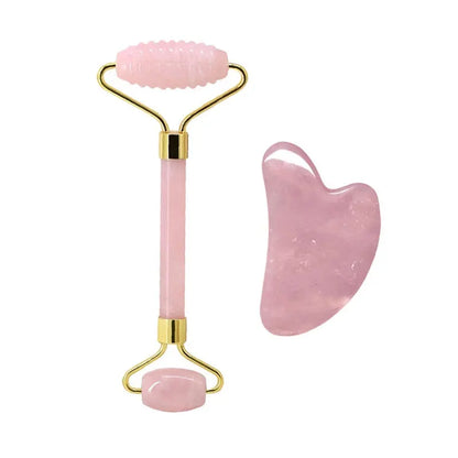 Rose Quartz Face Jade Roller Massagers Guasha Set Gua Sha Tools Natural Stone Gouache Scraper for Facial Massage Beauty Tool